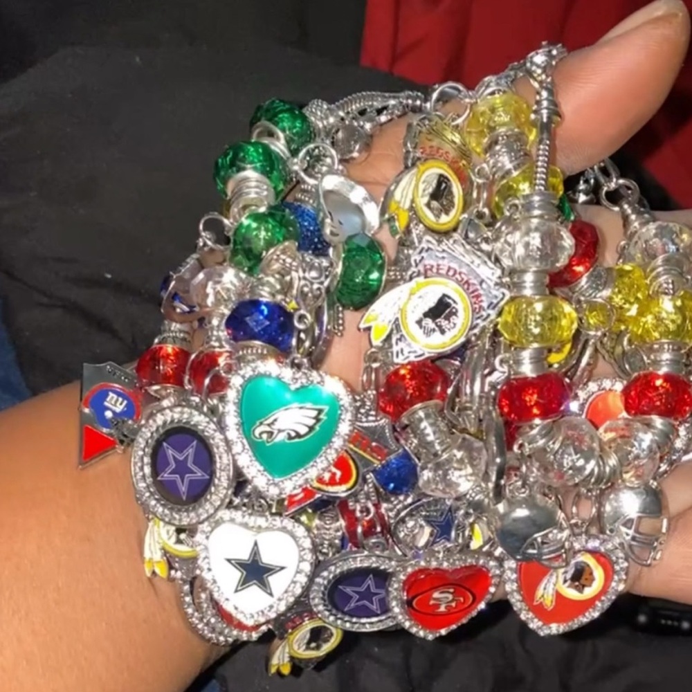 NFL 
College Football 
NBL Team Charm Bracelets with Colorful Beads